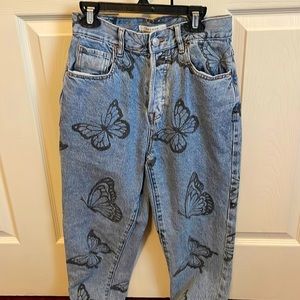 Womens PacSun Straight Leg Butterfly Jeans